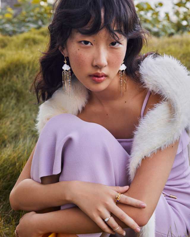 Celeste Cloud Mixed Metal Statement Earrings image number 2.0