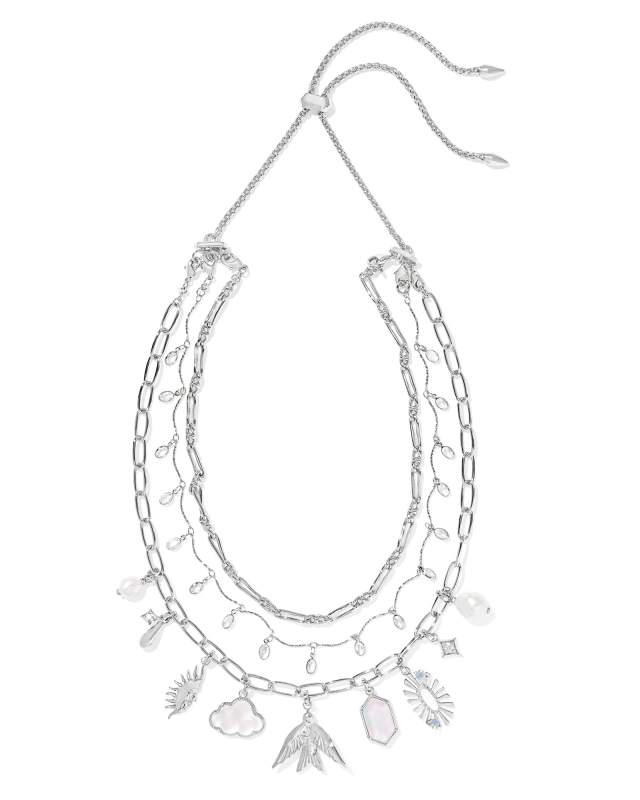 Melody Convertible Silver Statement Charm Necklace in Freshwater Cultured Pearl image number 1.0