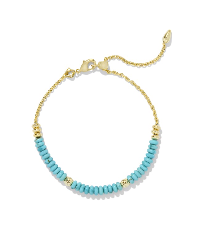 Deliah Gold Delicate Chain Bracelet in Variegated Turquoise Magnesite image number 0.0