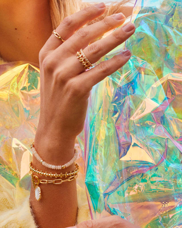 Jada Gold Cuff Bracelet in White Crystal image number 1.0