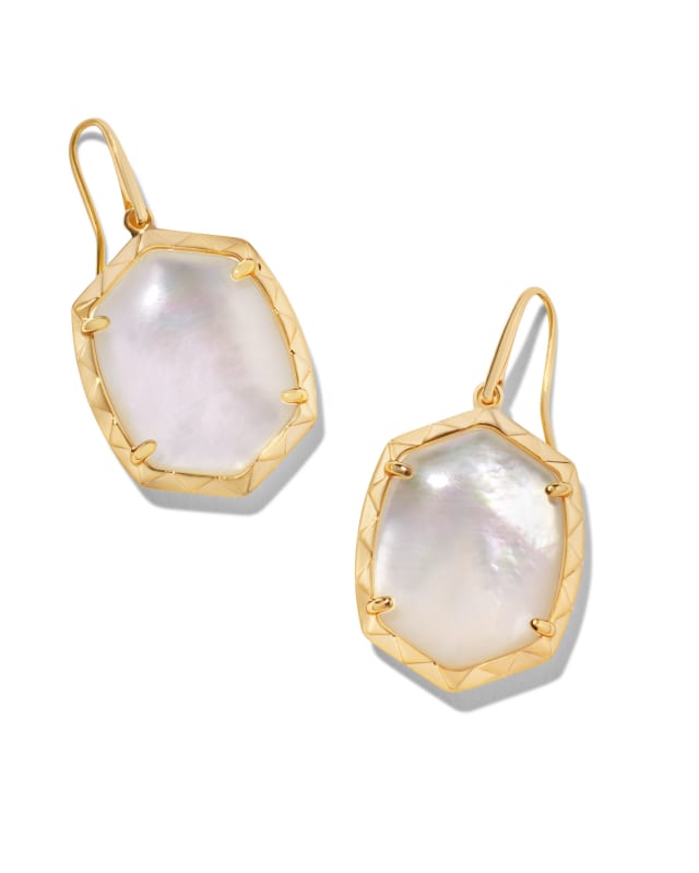 Daphne Gold Drop Earrings in Ivory Mother-of-Pearl image number 0.0