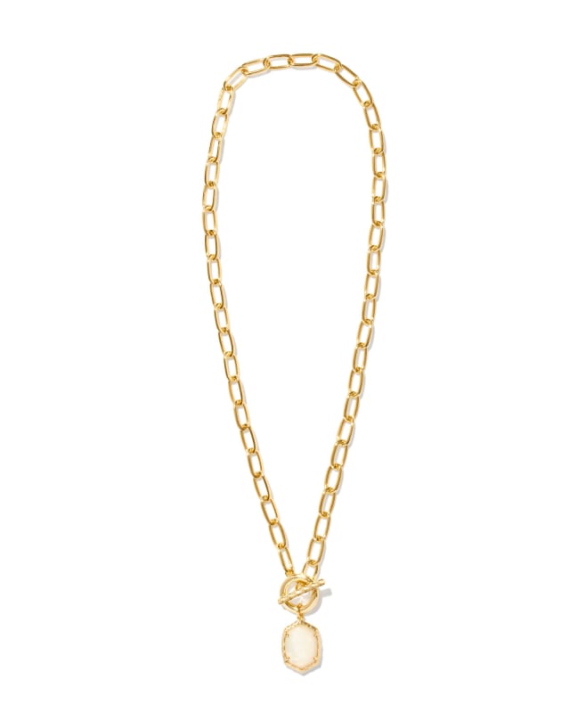 Daphne Convertible Gold Link and Chain Necklace in Ivory Mother-of-Pearl image number 1.0