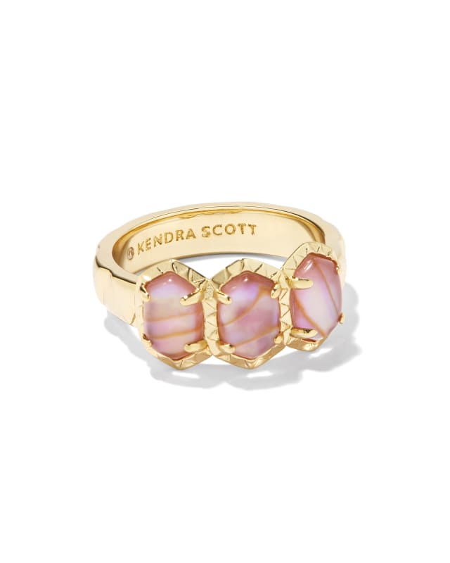 Daphne Gold Band Ring in Light Pink Iridescent Abalone image number 0.0