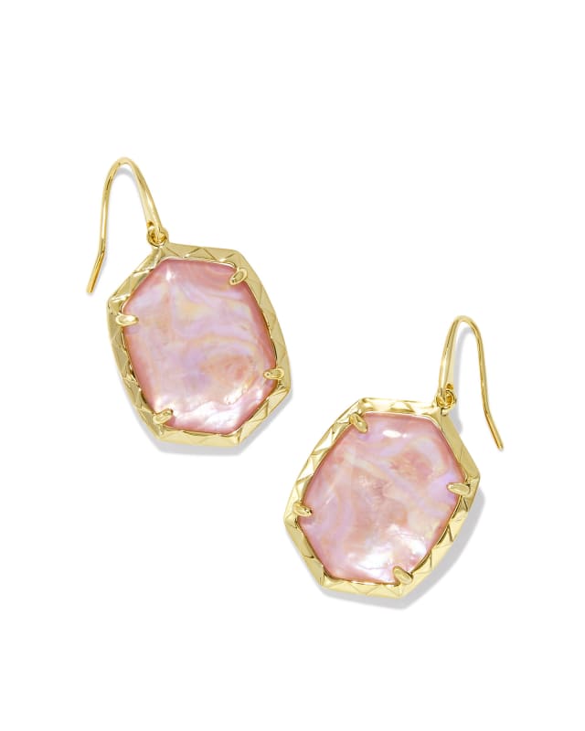 Daphne Gold Drop Earrings in Light Pink Iridescent Abalone image number 0.0