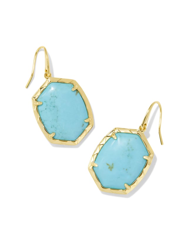 Daphne Gold Drop Earrings in Variegated Turquoise Magnesite image number 0.0