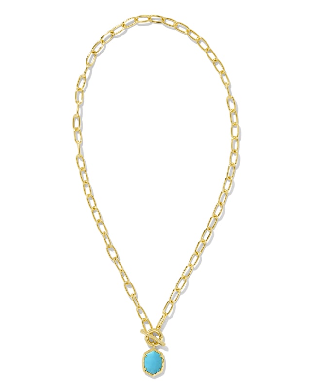 Daphne Convertible Gold Link and Chain Necklace in Variegated Turquoise Magnesite image number 1