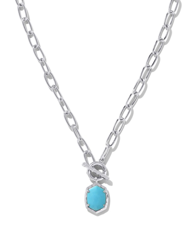 Daphne Convertible Silver Link and Chain Necklace in Variegated Turquoise Magnesite image number 0.0