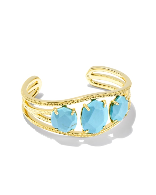 Daphne Gold Statement Cuff in Variegated Turquoise Magnesite image number 0.0