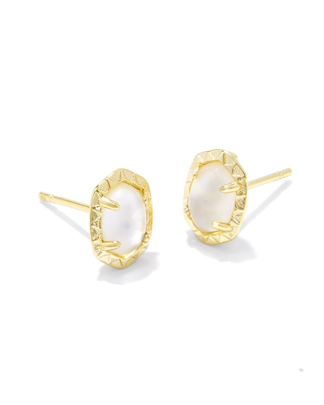 Daphne Gold Stud Earrings in Ivory Mother-of-Pearl image number 0.0