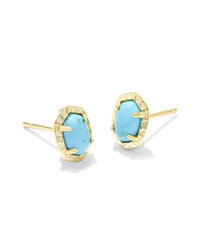 Daphne Gold Stud Earrings in Variegated Turquoise Magnesite image number 0.0