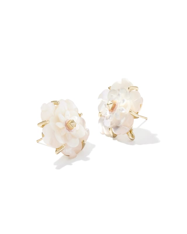 Deliah Convertible Gold Statement Earrings in Iridescent White Mix image number 1.0