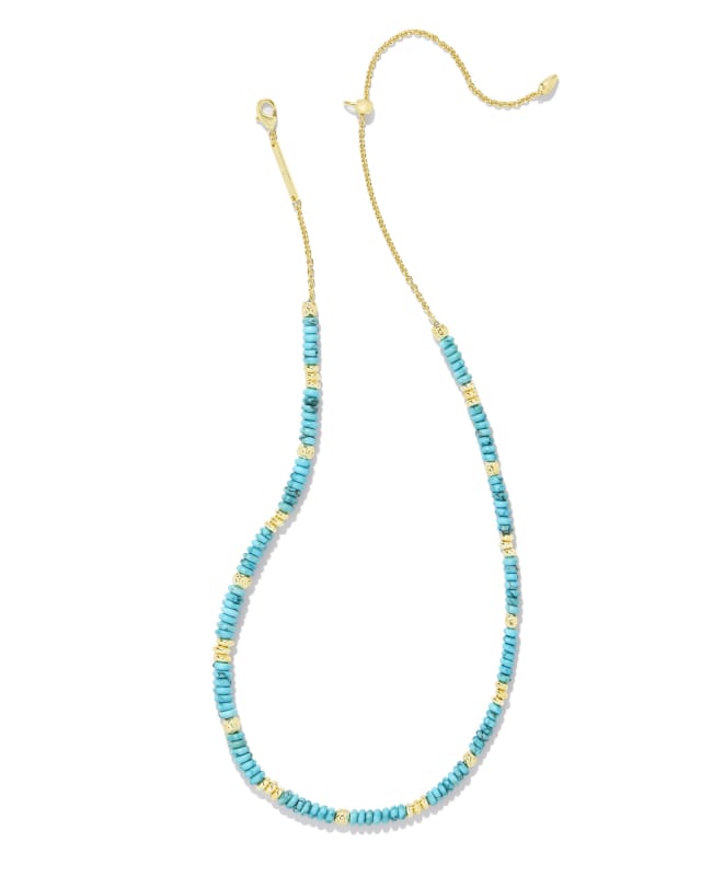 Deliah Gold Strand Necklace in Variegated Turquoise Magnesite image number 1.0