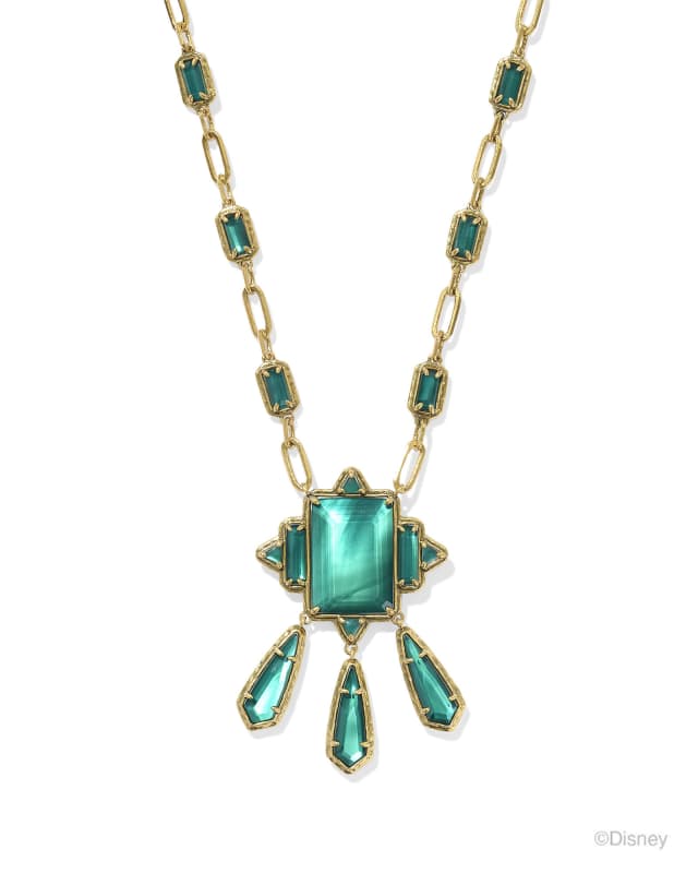 Disney | Kendra Scott The Queen Vintage Gold Statement Necklace in Dark Green Mother-of-Pearl image number 0.0