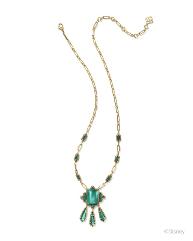 Disney | Kendra Scott The Queen Vintage Gold Statement Necklace in Dark Green Mother-of-Pearl image number 2.0