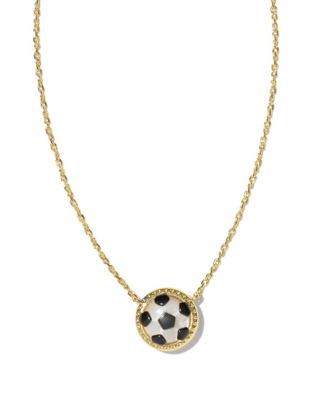 Soccer Gold Short Pendant Necklace in Ivory Mother-of-Pearl image number 0.0