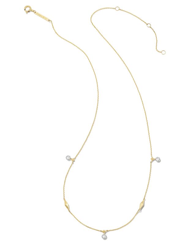 Floating Lab Grown White Diamond Strand Necklace in 14k Yellow Gold image number 5.0