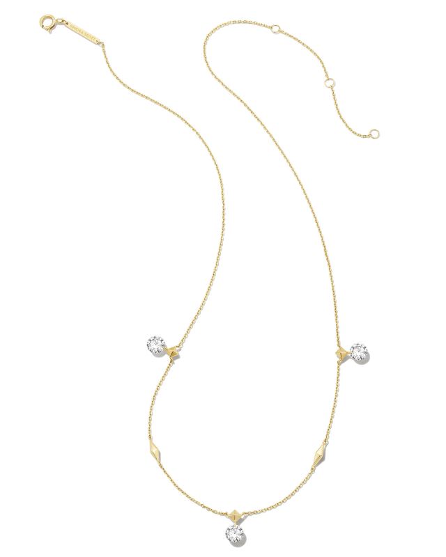 Floating Lab Grown White Diamond Strand Necklace in 14k Yellow Gold image number 4.0