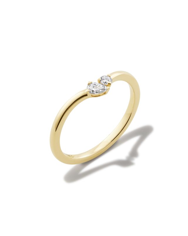 Lab Grown White Diamond Toi et Moi Band Ring in 14k Yellow Gold image number 4.0