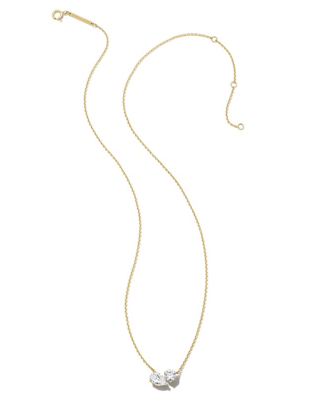 Lab Grown White Diamond Toi et Moi Large Pendant Necklace in 14k Yellow Gold image number 5.0