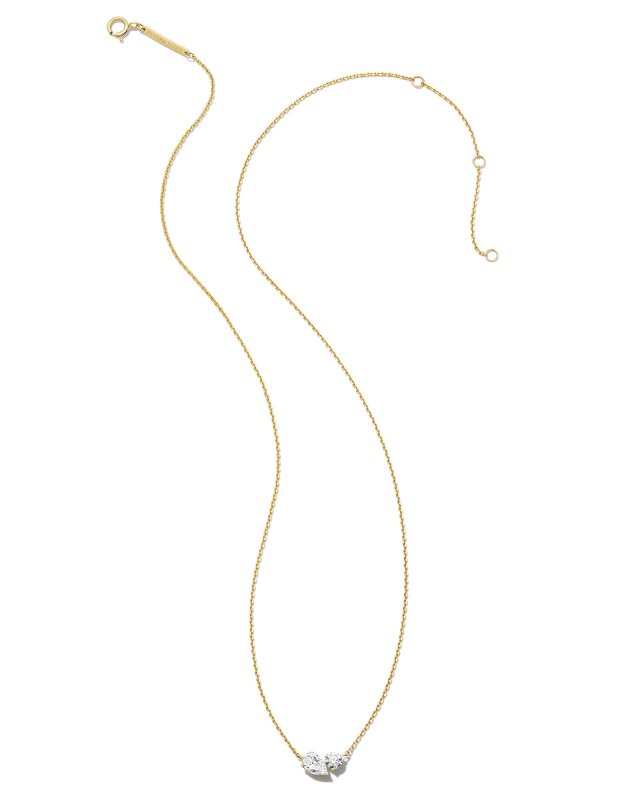 Lab Grown White Diamond Toi et Moi Small Pendant Necklace in 14k Yellow Gold image number 5.0