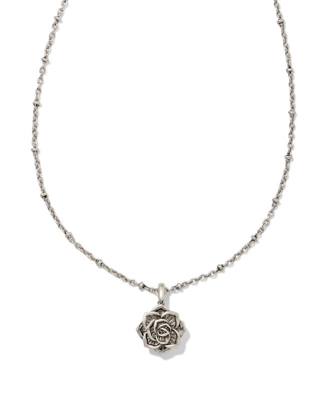 Ansel Rose Short Pendant Necklace in Vintage Silver image number 0.0