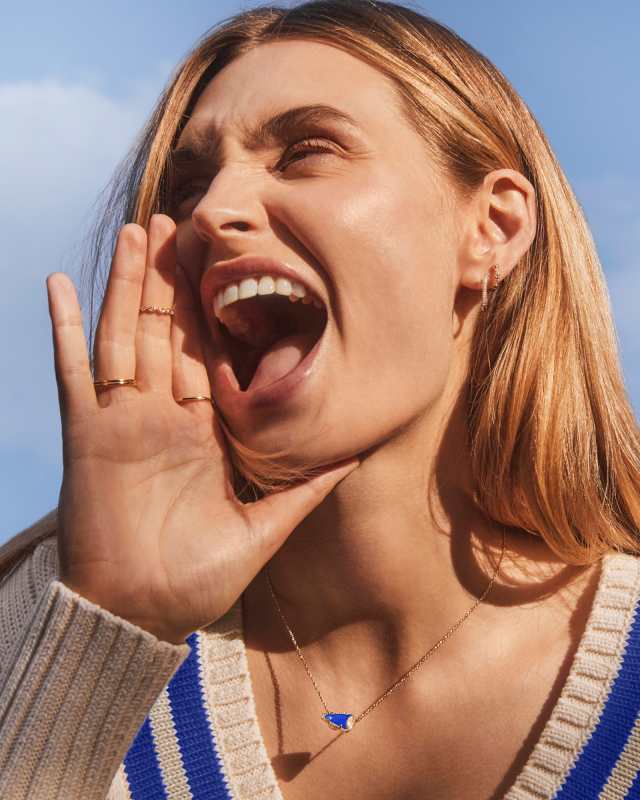 Kendra Scott - Necklace - Cheer Short Pendant - Gold Cobalt Illusion.