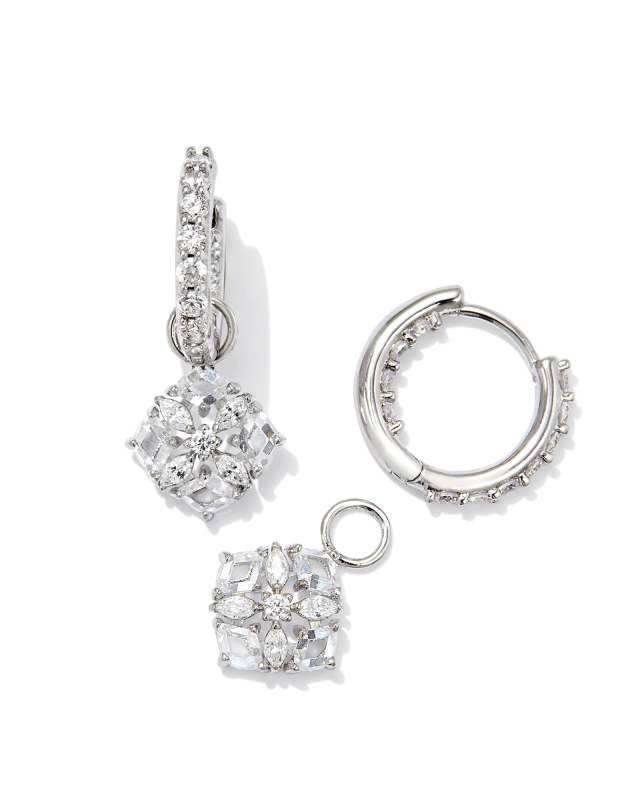 Dira Convertible Silver Crystal Huggie Earrings in White Crystal image number 1.0