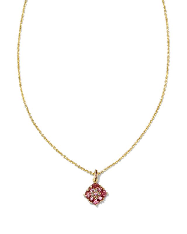 Dira Gold Crystal Short Pendant Necklace in Pink Mix image number 0.0
