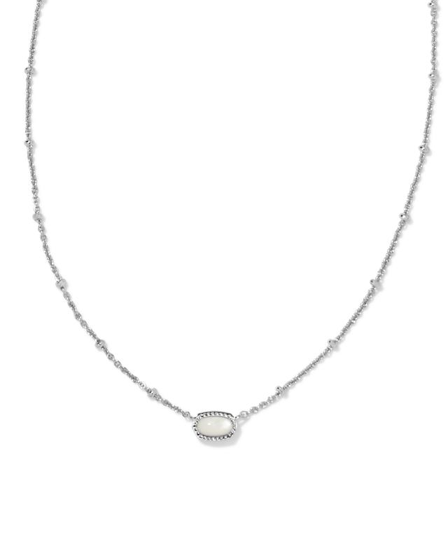 Mini Elisa Silver Satellite Short Pendant Necklace in Ivory  Mother-of-Pearl| Kendra Scott