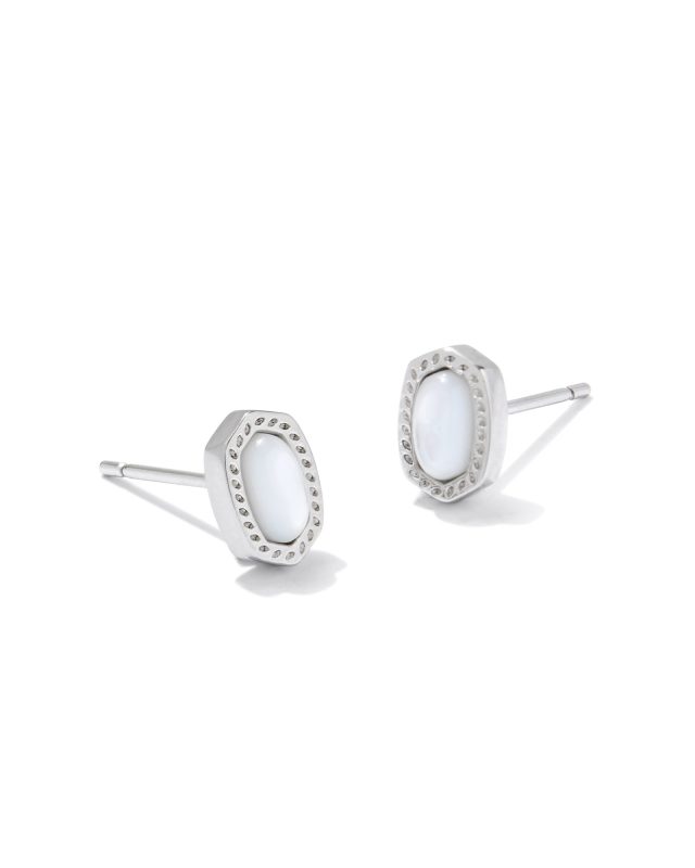 Mini Ellie Silver Stud Earrings in Ivory Mother-of-Pearl image number 0.0