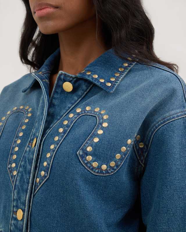 Wrangler&reg; x Yellow Rose by Kendra Scott Studded Trucker Jacket image number 1.0