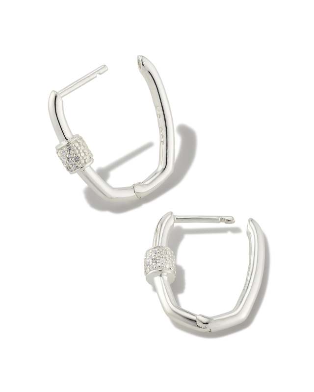 Bristol Sterling Silver Huggie Earrings in White Sapphire image number 2.0