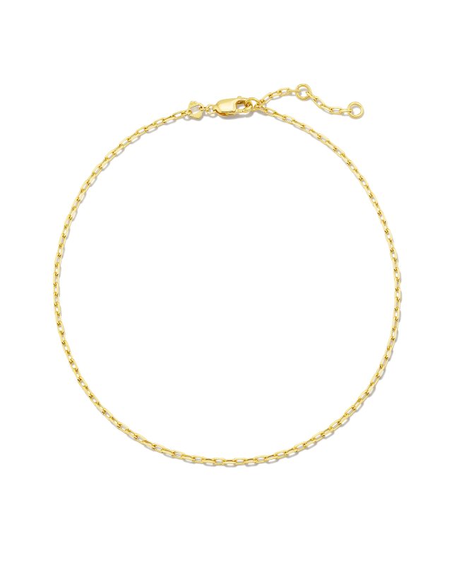 Mini Paperclip Chain Anklet in 18k Gold Vermeil image number 0.0