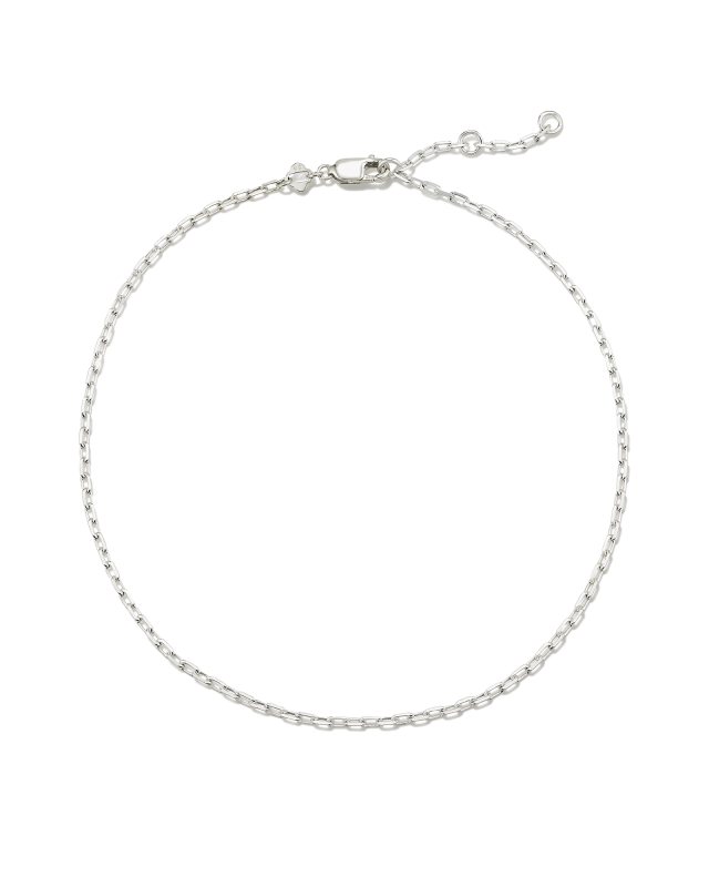 Mini Paperclip Chain Anklet in Sterling Silver image number 0.0