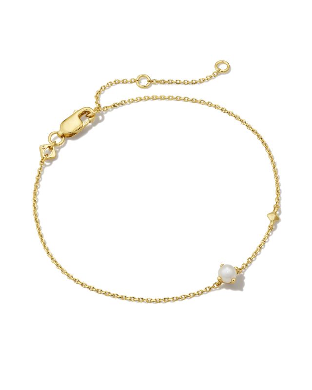 Maisie 18k Gold Vermeil Delicate Chain Bracelet in White Pearl image number 0.0
