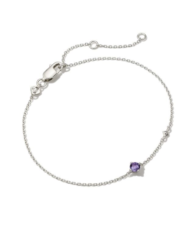 Maisie Sterling Silver Delicate Chain Bracelet in Amethyst image number 0.0