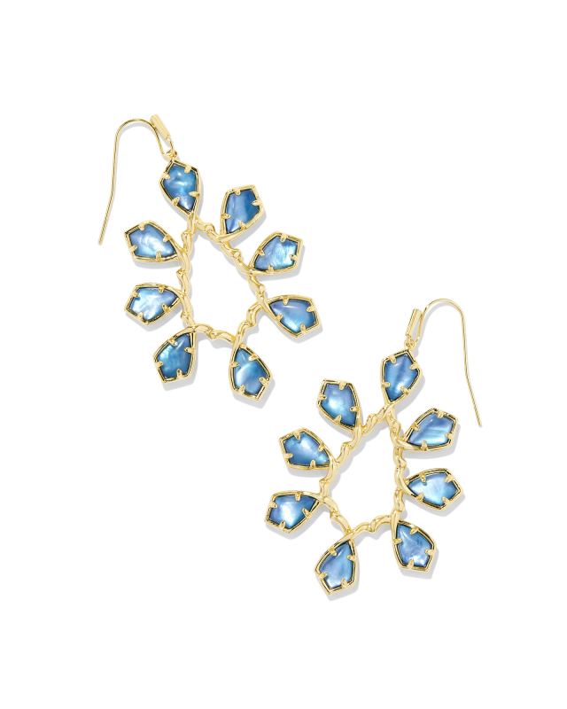 Camry Gold Open Frame Earrings in Indigo Watercolor Illusion image number 0.0