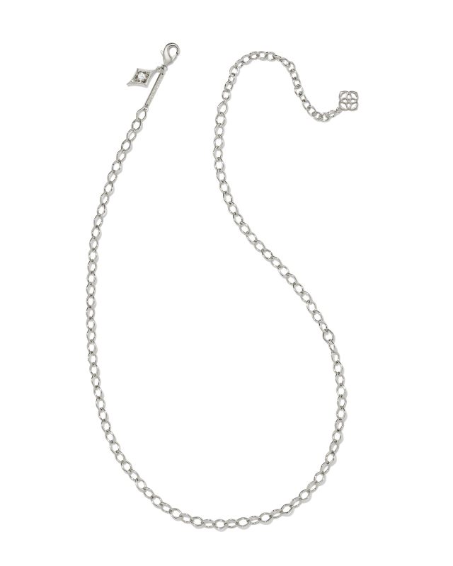 Kit Silver Chain Necklace in White Crystal image number 1.0