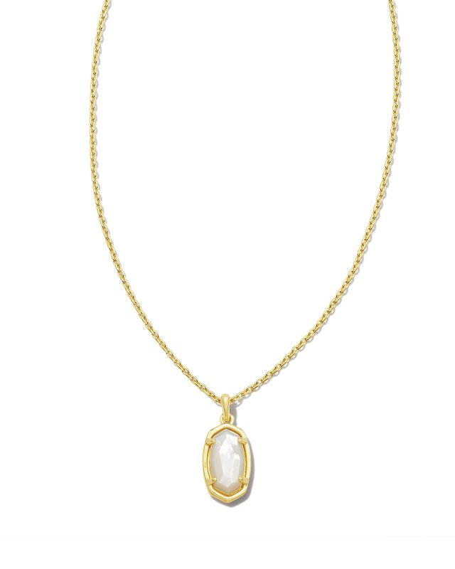 Mommy & Me 18k Gold Vermeil Adult Stone Fern Short Pendant Necklace in Ivory Mother-of-Pearl image number 0.0