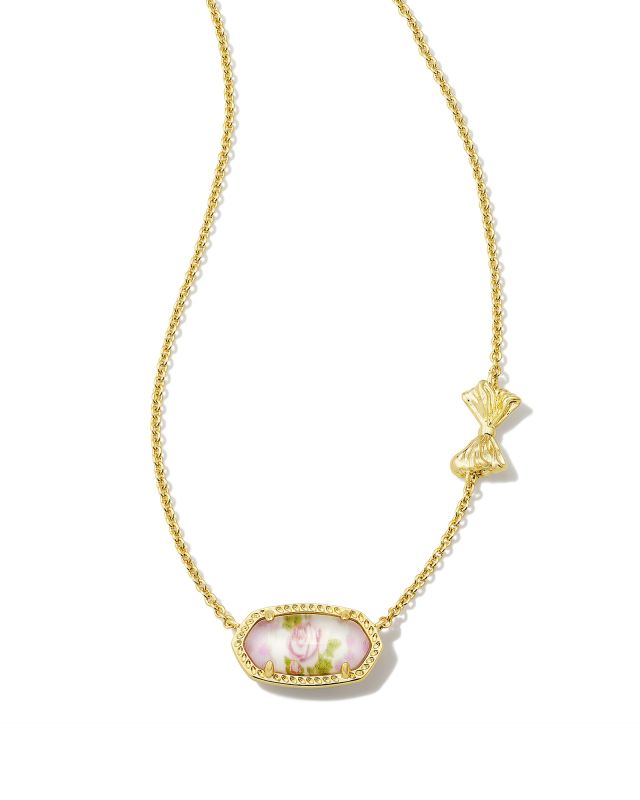 Kendra Scott x LoveShackFancy Gold Elisa Necklace in Marie Pink Blooming Heirloom Illusion image number 0.0