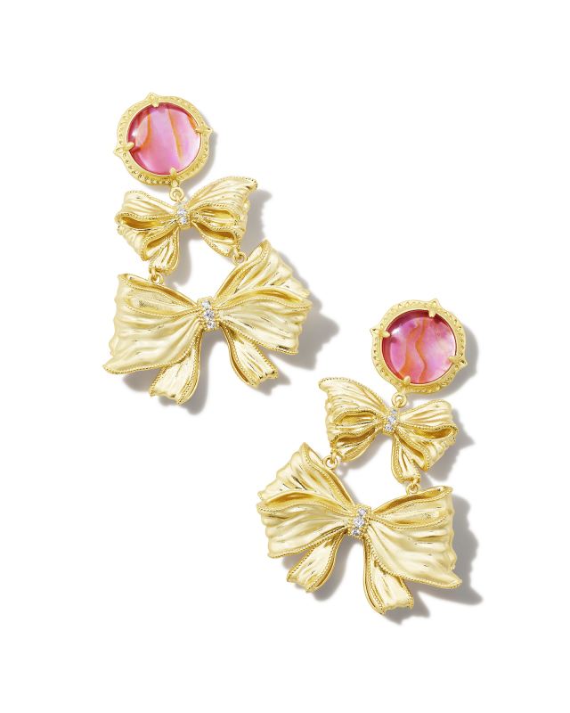 Kendra Scott x LoveShackFancy Gold Statement Earrings in Light Pink Iridescent Abalone image number 0.0