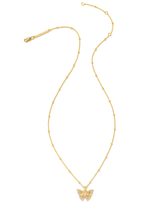 Delicate Butterfly 18k Gold Vermeil Pendant Necklace in White Sapphire ...