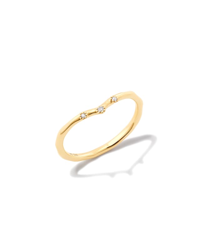 Noelle 14k Yellow Gold Band Ring in White Diamond image number 1.0