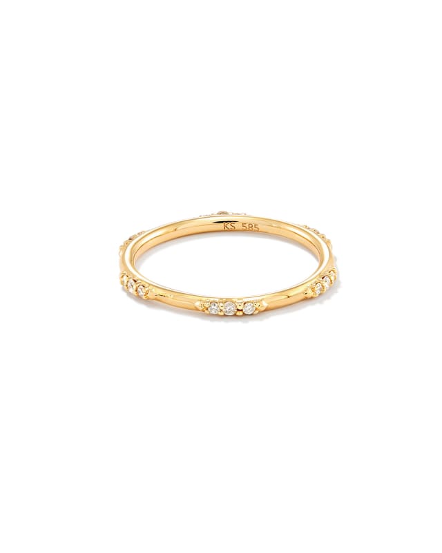 Posey 14k Yellow Gold Band Ring in White Diamonds image number 0.0