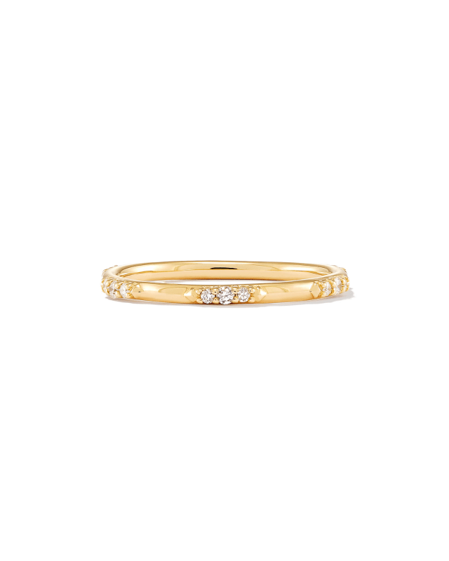 Posey 14k Yellow Gold Band Ring in White Diamonds image number 2.0