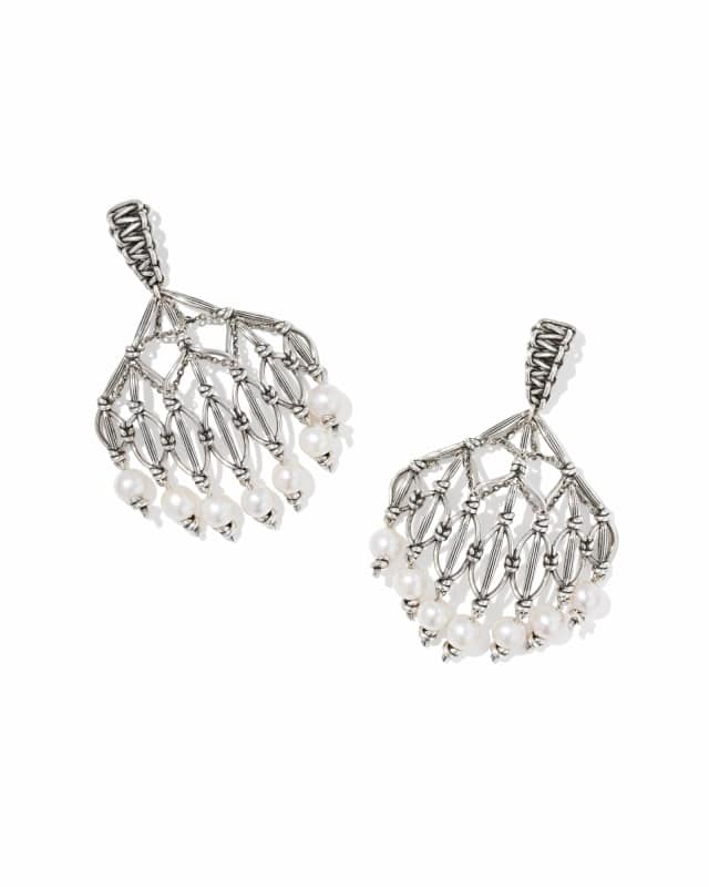 Gabriella Vintage Silver Pearl Statement Earrings image number 0.0