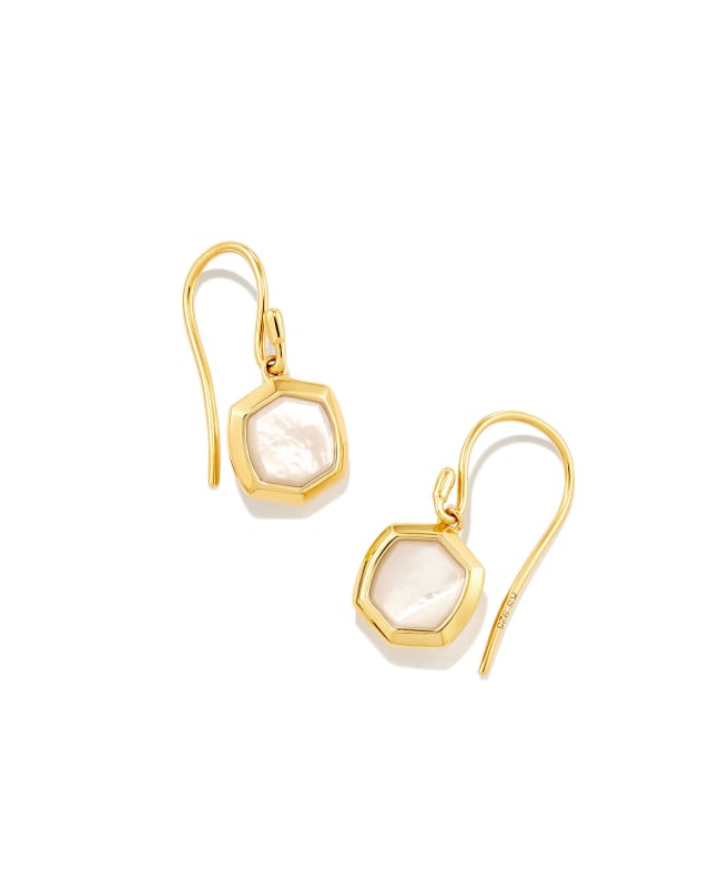 Davis 18k Gold Vermeil Small Drop Earrings in Ivory Mother-Of-Pearl image number 0.0