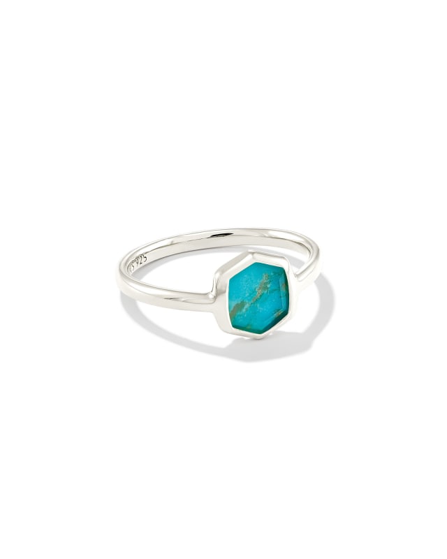 Davis Sterling Silver Small Stone Band Ring in Turquoise image number 0.0