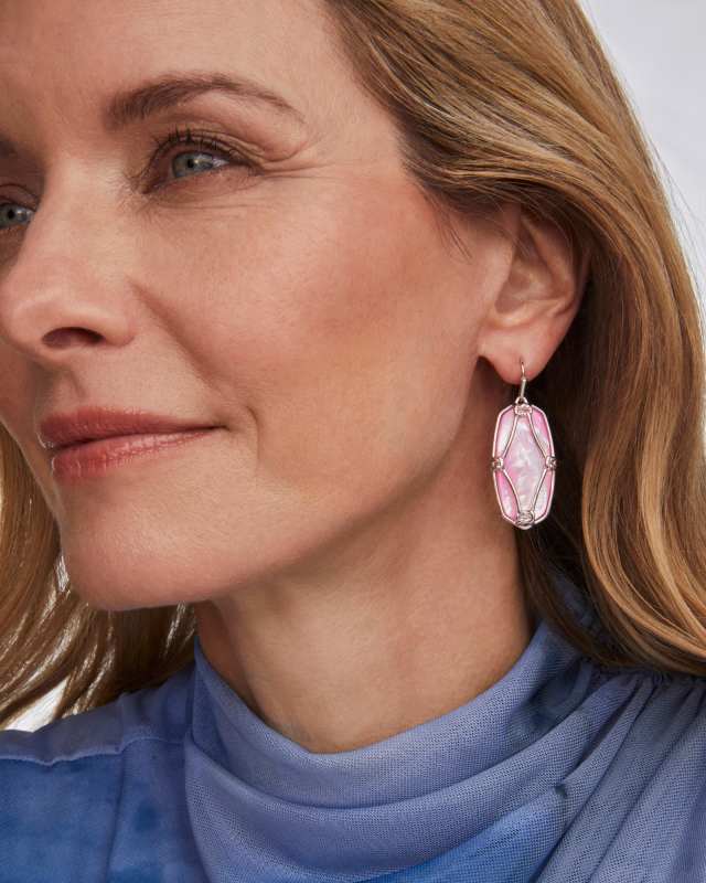 Elle Lattice Frame Silver Drop Earrings image number 1.0