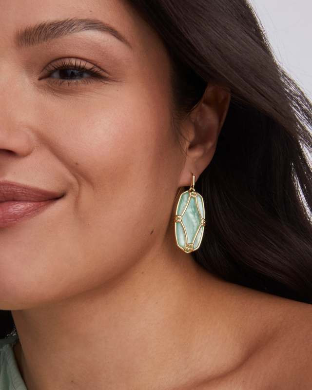 Elle Lattice Frame Gold Drop Earrings image number 1.0